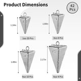 42 Pcs Fishing Weights, 1oz/3oz/4oz/6oz Pyramid Sinkers Kit, Pyramid Fishing Sinkers, Rig Freshwater Saltwater Fishing Lead Weights Tideme