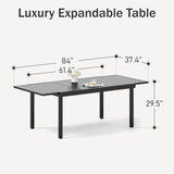 PHI VILLA Outdoor Expandable Table for 6-8, Large Metal Dining Table