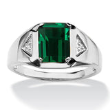 Oseew Emerald Ring for Men 10k 14k 18k solid gold Square Emerald Gemstone Engagement Ring Promise Ring for Him Men’s Fine Luxury Jewelry for Him Husband Anniversary Fathers Day