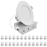 LUXRITE 4 Inch LED Recessed Light, ECO Backlit Mini Panel Spotlight, 5CCT 2700K-5000K, 1000 Lumens, High Output, 11 Watts, Dimmable, IC Rated, Wet Rated, ETL Listed, Energy Star, Round (24 Pack)