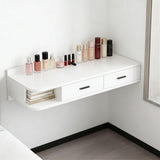 Quvex Modern Wood Floating Makeup Vanity Desk with 2 Drawers, Reversible Wall Mounted Dressing Table for Left or Right Corner, Space Saving Vanity Shelf for Apartments, Bedrooms, 47.2"/120cm, White