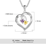 Oseew Personalized 2 Heart Birthstone Necklace for Women 10K 14K 18K Solid Gold Engraved Name Birthstone Necklace Birthday Christmas Mother's Day Jewelry Gifts for Her