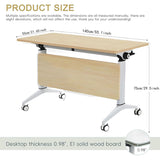 12 Person Commercial Office Seminar Table, 55.1 Inch Space-Saving Flip-Top, Scratch-Resistant Laminate Surface