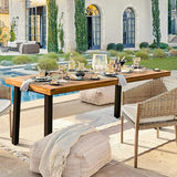 Devoko Home Acacia Wood Dining Table 6-Person Indoor Outdoor Table with Iron Legs, Sandblast Finish, Natural Stained, Rustic Metal, 69 * 33 * 30 inch (Natural)