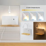 Bedside Wall Sconces with Wireless Charging Station & USB Charging, 3 Adjustable Color Temperatures LED Reading light, 3000K Warm Ambient lighting Wall Mounted Sconce for Bedroom, Plug-in or Hardwired