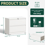 2 Drawer Lateral File Cabinet with Lock, Metal File Cabinets for Home Office