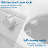 Bidet Toilet Seat for Elongated Toilet, PP Non-Electric Cold Water Bidet Attachment with Self-Cleaning Spray Nozzle, Hygienic Toilet Seat Cover for Women, Easy to Install, White, 19 Inch