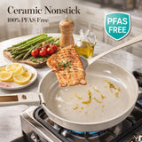 CAROTE 18Pcs Ceramic Cookware Set with Detachable Handle, Pots and Pans Set Non Stick, Non Toxic Cookware Set Removable Handles, Induction Kitchen Cookware Sets, Dishwasher/Oven Safe