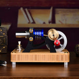 MechPuConToy Stirling Engine Kit, Alpha-Type Twin-Cylinder Twin-Piston Hot Air Stirling Engine External Combustion Engine Model, Physics Science Experiment for Youth Adult (Assembled Version)
