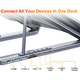 Laptop Stand with Docking Station 8 In 1 Ventilated Cooling Tablet Stand