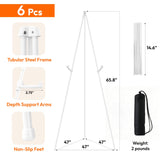 JEAWIWI 6 Pcs Lightweight Easel Stand, 66 Inch, White, with Portable Bags