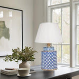 GLOWZE Hand-Painted Chinese Ceramic Table Lamp - Traditional Bedside Desk Nightstand Light for Bedroom
