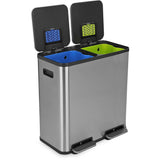 21 Gallon (80L) Dual Compartment Kitchen Trash Can - Hands-Free Step Pedal, Soft-Close Lid