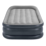 Intex Dura Beam Deluxe Pillow Raised Inflatable Velvet Fiber-Tech Airbed Mattress with Built in Pump & Portable Storage Carrying Case, Twin (2 Pack)