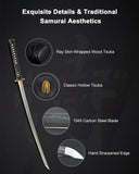 1045 Steel Damascus Empire Wheel Katana, Hand Forged Full Tang Sword