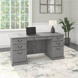 Bush Home Saratoga Executive Desk with Drawers in Modern Gray