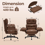 Criss Cross Office Chair with Foot Rest, Big and Tall Desk Chair with Flip Armrests for Pets & Cross Legged Sitting, Comfy Executive Ergonomic Office Reclining Computer Gaming Vanity Chair, Brown