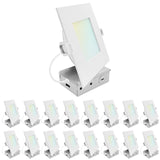 LUXRITE 6 Inch LED Recessed Light, ECO Backlit Mini Panel Spotlight, 5CCT 2700K-5000K, 1400 Lumens, High Output, 15 Watts, Dimmable, IC Rated, Wet Rated, ETL Listed (16 Pack)
