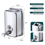 Commercial Soap Dispenser Wall Mount Stainless Steel Manual Liquid Pump Rust-Proof Leak Free for Bathroom (17 fl oz / 500ml) VANNSOO