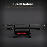 Scroll Katana, 1045 Carbon Steel Hand Forged Full Tang Japanese Sword