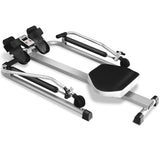 GYMAX Rowing Machine for Home, 265LBS Weight Capacity Hydraulic Rowing Machine with Adjustable Cylinder Resistance up to 110lbs & LCD Monitor, Compact Full Motion Rower for at Home Exercise (Silver)