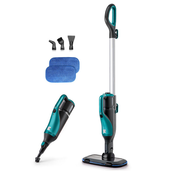 Kenmore SM2050 2-in-1 Steam Mop Hard Floor Cleaner with 2 Modes & 2pcs Washable Pads for Carpets, Rugs and Upholstery, Green Kenmore