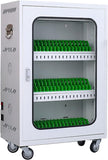 Aluminum Alloy Mobile Phone Charging Cabinet, Portable 60 Device Storage Box, Secure Lock, Silver, 22.8x10.6x31.1 inches, Office
