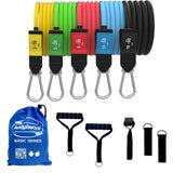 Bodylastics Basic Series Resistance Band Set-Resistance Bands, Handles, Ankle Straps, Door Anchor, Carry Bag Heavy-Duty Exercise Bands and Snap Reduction Tech (3-190 Lbs Set Assorted)