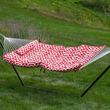 Sunnydaze Rope Hammock with Stand for Outside- 275-Pound Capacity - Includes 12-Foot Hammock Stand, Spreader Bar, Pad, and Pillow - Royal Red