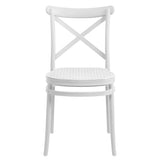 WOOW DEPOT 6 Pack X Back Plastic Stackable Outdoor Patio Chairs, White