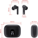 Wireless Earbuds, Bluetooth 5.3 Headphones Bass Stereo, Ear Buds with Noise Cancelling Mic LED Display Btootos