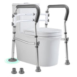 Toilet Safety Rails for Seniors, Adjustable Toilet Safety Frame Handles Fits Most Toilets, Mothers Day Gifts for Handicap and Disabled Seniors Elderly, Foldable, Safe Weight Capacity of 330 lbs(150KG)