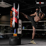 LEKÄRO Punching Bag 70" with Boxing Gloves, Heavy Boxing Bag with Stand for Adult Teens, Kickboxing Bag for MMA Muay Thai Fitness (Black red)