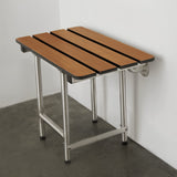 Seachrome 32-inch ADA Folding Shower Seat with Legs, Teak Phenolic Slats