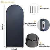 Easly Oversized Full-Body Mirror, 76" x 34" Arched Full-Length Mirror, Black Metal Frame, Floor Mirror for Bedroom, Living/Dressing Room, Gym - Stand/Wall Mounted/Leaning