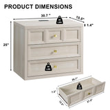 NOWABAY Nightstand Set of 2 W/Charging Station, 30.7" W King Size Bedside Table with 3 Drawers, Accent End Table W/Large Storage, Modern Wood Side Table for Bedroom,Office, Beige