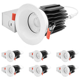 LUXRITE 3 Inch LED Regressed Canless Spotlight + Round White Interchangeable Trim, 5CCT 2700K-5000K, Twist N' Lock, Recessed Lighting, 15W, 1250LM, CRI90, Dimmable, 60° Beam, IC & Wet Rated (6 Pack)