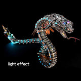 OBIOCKIDAY 3D Metal Puzzle for Adults, Steampunk Spiky Blue-Gree and Viper Cobra Snake Metal Model Kit, 1500+PCS Mechanical Snake Puzzle Kit Animal Assembly Model Gift, KIT Version