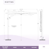 Midtown Umbrellas 10x10 Ft Outdoor Cantilever Patio Umbrella w/Sunbrella Cabana Regatta - Tilt 360° Rotate Offset Patio Umbrella, Deck Patio Umbrella, Backyard Umbrella & Garden Umbrella - Silver Frame