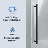 DELAVIN Frameless Shower Door, 56-60" W x 75" H Glass Shower Doors, 5/16"(8mm) Thick SGCC Certified Clear Tempered Glass with Explosion-Proof Film, Easy to Clean, Stainless Steel Guide Rail, Black