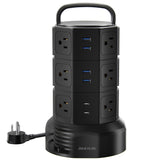 JACKYLED Power Strip Tower Surge Protector, 12 AC 6 USB (2 USB C), 1050J