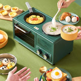 4 in 1 Breakfast Maker Station with Grill, Breakfast Machine with 8L Large Capacity Baking Area, Non-Stick Frying Pan, 1.2L Cooking Pot, Dual Temperature Control, Timing settings