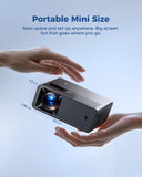 CiBest Portable Mini Projector White, 2025 Upgraded Full HD 1080P Projector, Movie Projector Compatible with iOS/Android Phone/Tablet/Laptop/PC/TV Stick/Box/USB