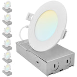 LUXRITE 4 Inch Canless Spotlight, LED Recessed Lighting, 5CCT 2700K-5000K, Dual Dimmable Ceiling Light, 650/800/1066 Lumens, CRI 90, 8W/10W/13W Selectable, IC Rated, Wet Rated, ETL Listed (16 Pack)