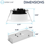 LUXRITE 3 Inch LED Recessed Light, Regressed Mini Panel Spotlight, 5CCT 2700K-5000K, 9/12 Watt, 750/1000 Lumens, Dual Dimmable (TRIAC & 0–10V), 90° Beam, Wet Rated, ETL Listed (12 Pack)