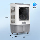 Bonnlo 2900 CFM Swamp Cooler with Remote Control, 3-In-1 Portable Evaporative Air Cooler, Cooling Fan with 15.8 Gal Water Tank, 12H Timer, Top Water Adding for Outdoor & Indoor Use