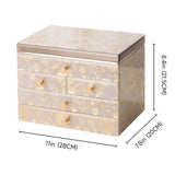 Homruilink High End Glass Jewelry Box for Women, 4 Layer, Gold Floral