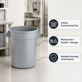 Getzi 6 Pack 20 Gallon Gray Round Commercial Trash Can, Heavy-Duty Plastic Waste Bin