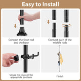 SCoat Rack Freestanding, 56 to 125 inch Adjustable Tension Rod Coat Hanger with 12 Hooks for Hanging Coat Sempicad