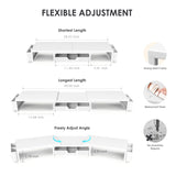 OPNICE Desk Organizers and Accessories, Dual Monitor Stand Riser with Drawer and 2 Pen Holders, Desk Shelf Computer Racks & Printer Stand for Office Workspace Organizers, Desktop Organization (White)